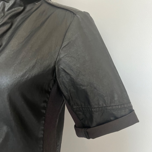 G Star Raw Steam Mini Mock Neck Coated Cotton Black Full Zip Short Sleeve Dress - Picture 9 of 14